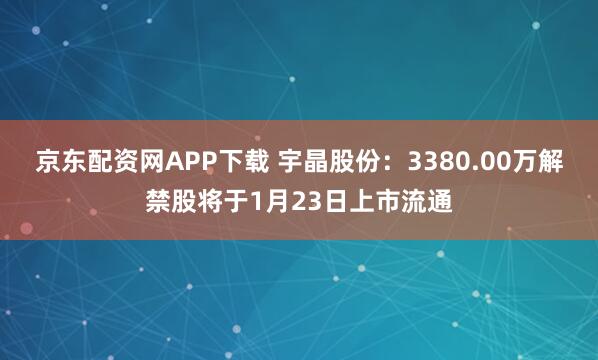 京东配资网APP下载 宇晶股份：3380.00万解禁股将于1月23日上市流通