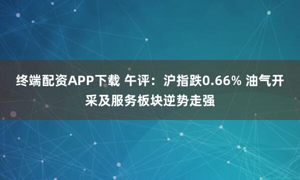 终端配资APP下载 午评：沪指跌0.66% 油气开采及服务板块逆势走强